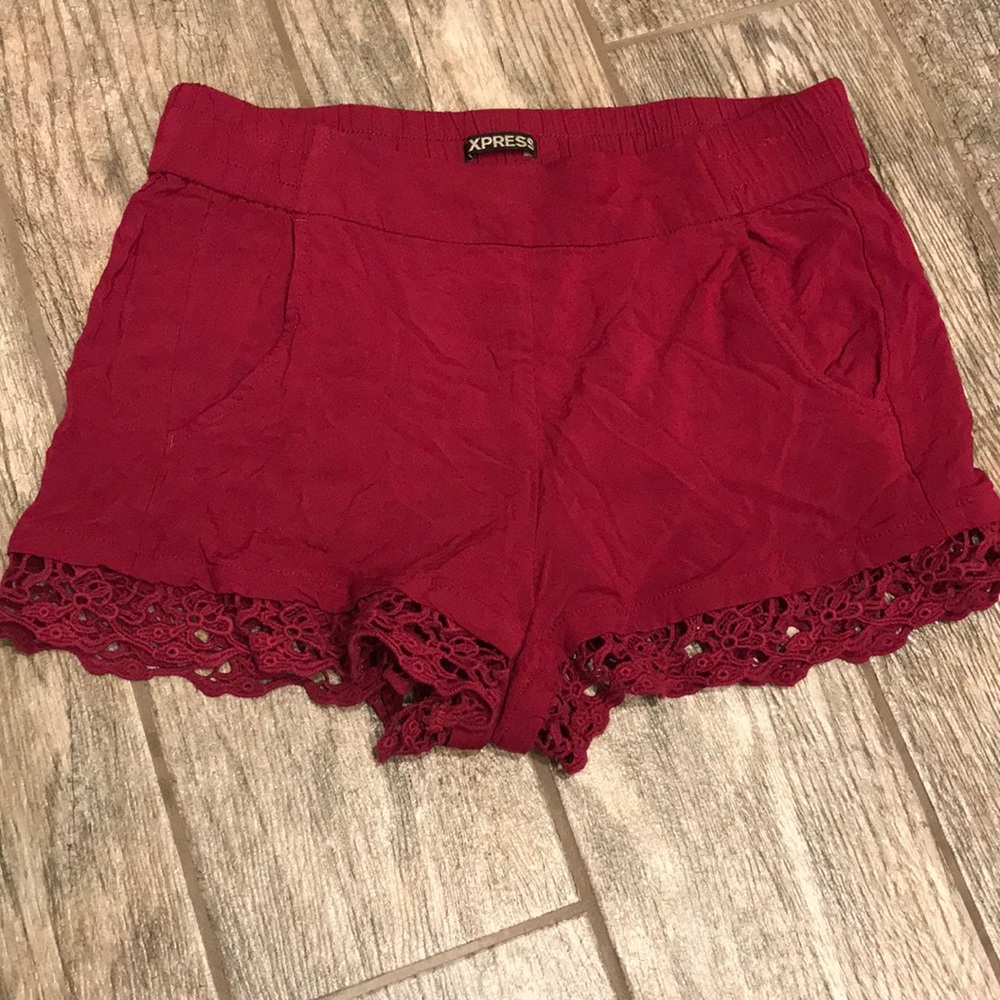 Express Maroon Shorts with lace